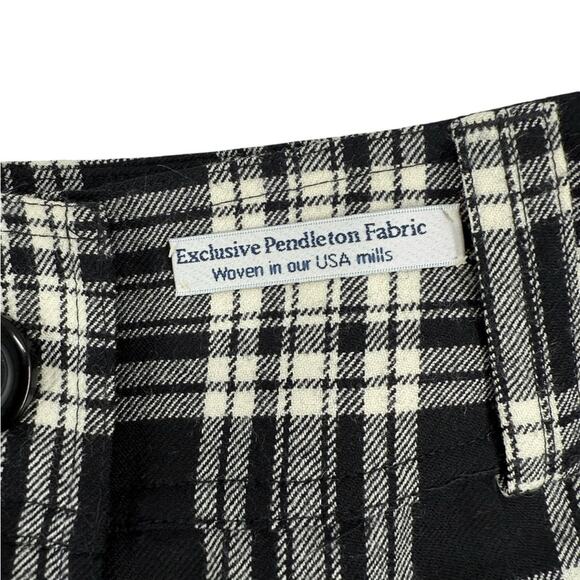Pendleton Wool Plaid Mini Skirt Button Front Black White Pattern NWT Size 10 - Picture 4 of 10